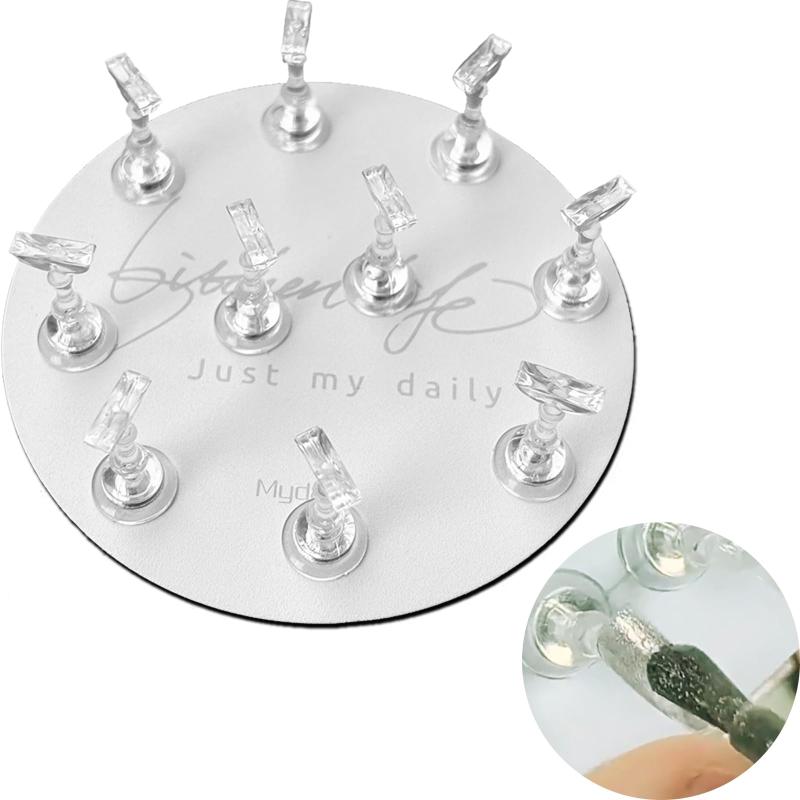 Hamth9 ネイルチップスタンド ネイルスタンド ネイル台 練習用 サロンツール ネイル道具 磁気 10個付