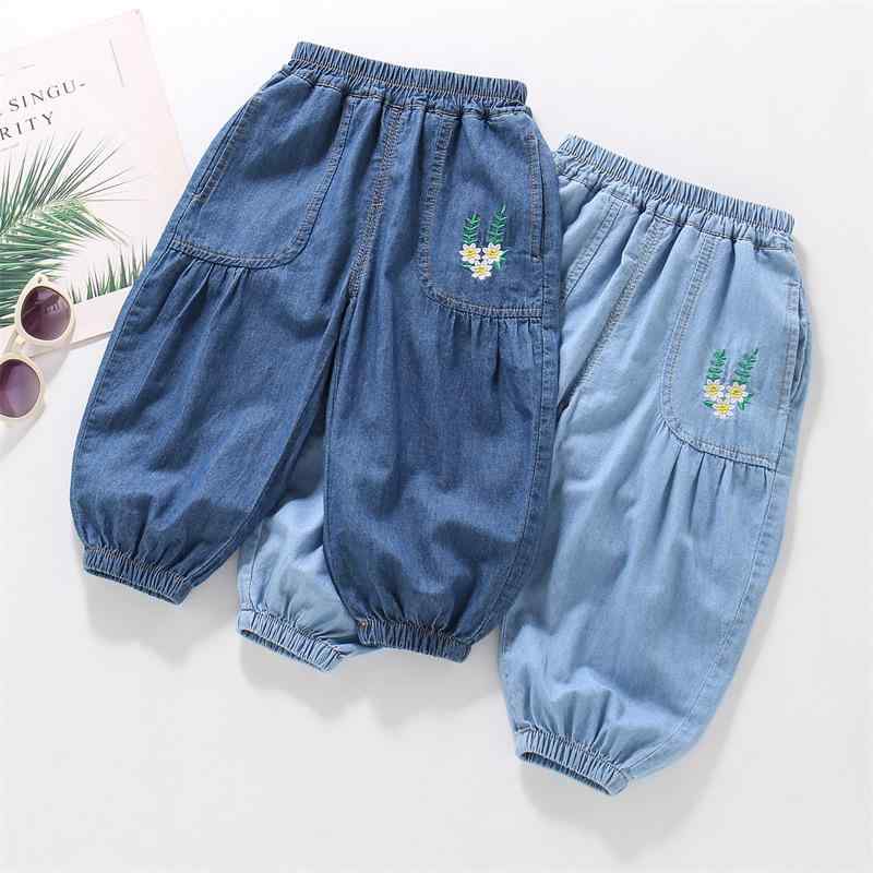 子供服 ジーンズ 女の子 デニムパンツ 薄手 綿100% 刺繍 花柄 ロングパンツ 普段使い 90 100 110 120 1..