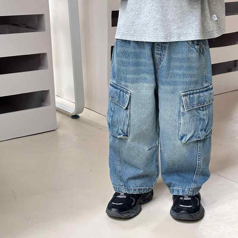 子供服 パンツ 男の子 デニム ワークパンツ 春秋 中小学生 ゆったり カジュアル ロングパンツ 110cm 12..