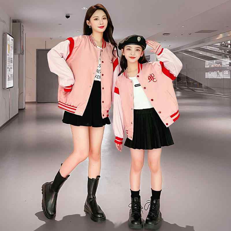 ジャケット キッズ 女の子 親子ペア 刺繍入り 野球服 ジャンパー ブルゾン 春秋 かわいい 普段使い 旅..