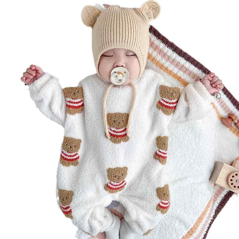 ベビー ロンパース カバーオール 厚手 雲柄 フリース パジャマ 長袖 男女兼用 春秋冬 66 73 80 90 100