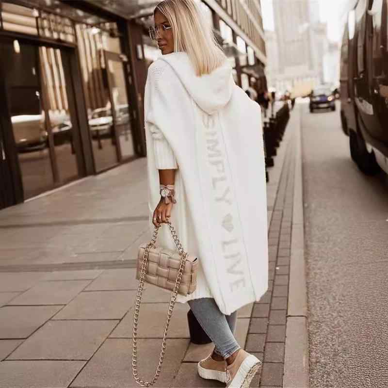 ニット レディース カーディガン 秋冬 Vネック ゆったり ミドル丈 字母 カシミヤタッチ 生成り ベージ..