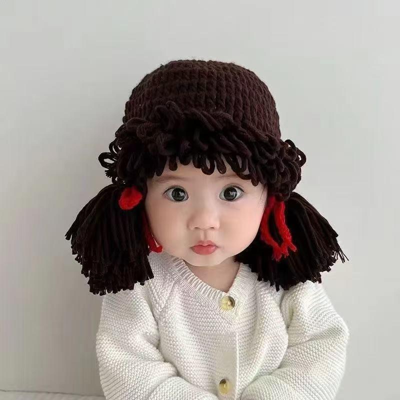 ニット帽 ベビー 赤ちゃん かわいい 暖か 秋冬 超萌え 髪飾り付き 写真撮影 0歳 1歳 2歳 保温 防寒