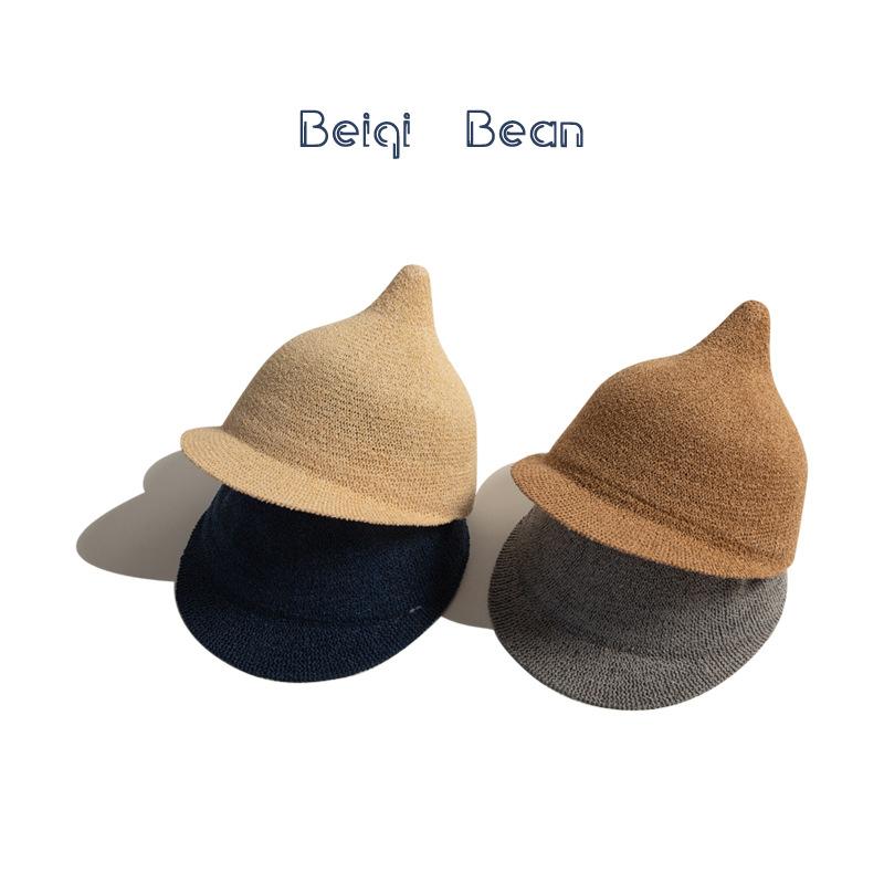 ベビー帽子 かわいい尖り帽子 春夏 幼児 通気性 日よけ 紫外線対策 馬術帽 カーキ グレー 紺 ピンク ベ..