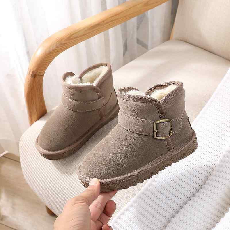 スノーブーツ キッズ 子供靴 男の子 女の子 本革 ベルクロ 裏起毛 防寒 暖かい 冬用 カジュアル ベージ..