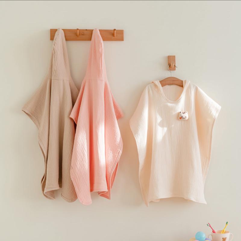 ベビー バスローブ ポンチョ 超ソフト 着るタイプ フード付き 新生児 赤ちゃん 綿100% 湯上り 速乾 バ..