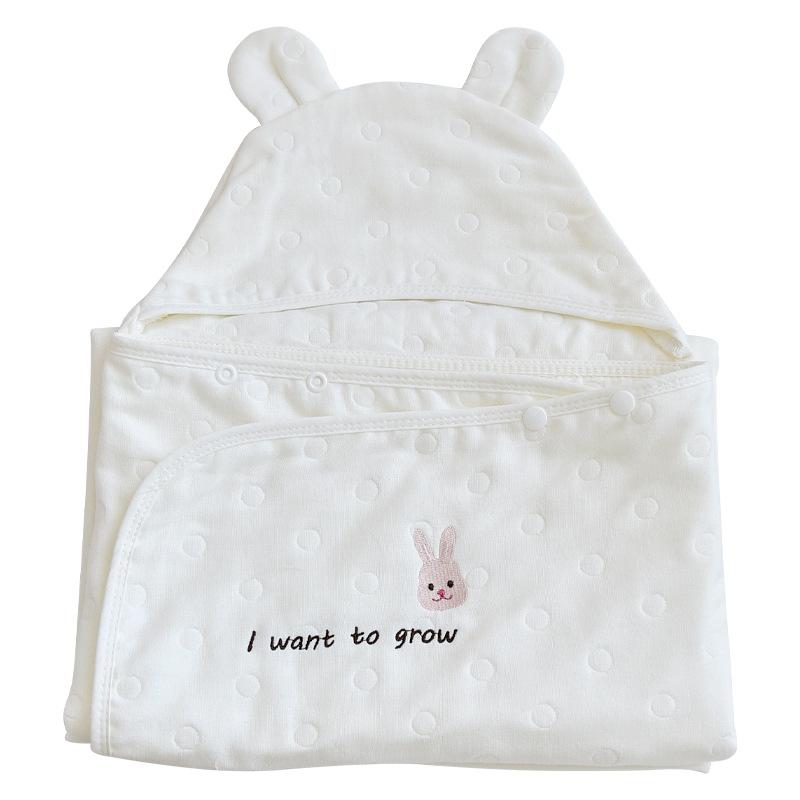ベビー おくるみ 綿100％ 六重ガーゼ フード付き バスタオル 春夏秋冬 カートゥーン柄 ウサギ イヌ クマ