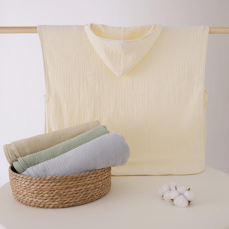 ベビー バスローブ 綿 ガーゼ フード付き タオル ビーチタオル カーキ色 浅緑色 米白色 灰色