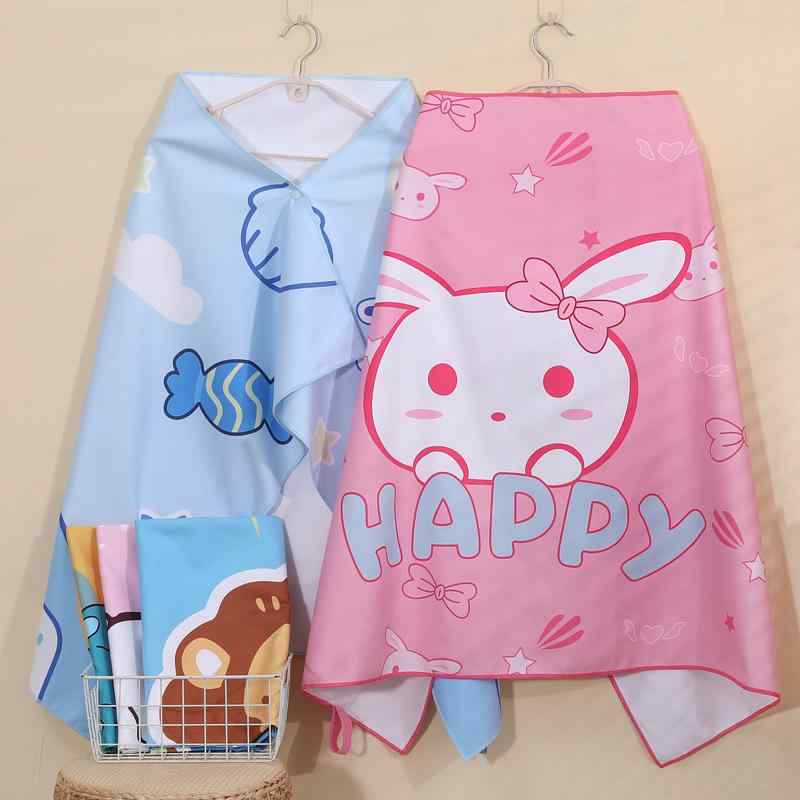 キッズ バスタオル 吸水速乾 ビーチタオル フード付き ポンチョ 超極細繊維 柔らかい かわいい 小鹿 イ..