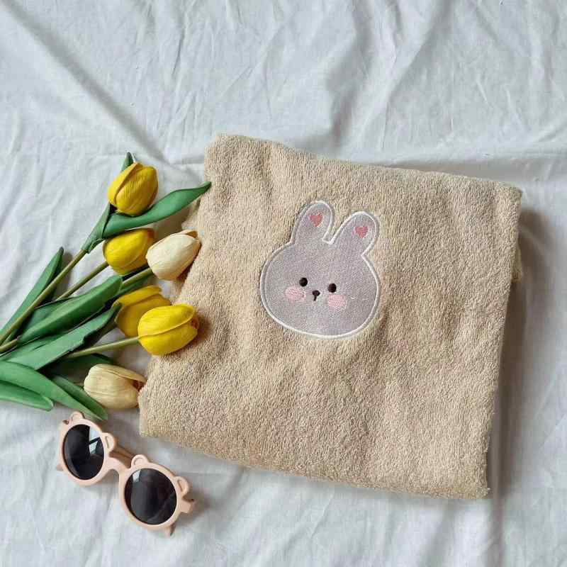 ベビー キッズ バスローブ 全綿 吸水性 フード付き バスタオル ベージュ 小熊 カーキ ウサギ ピンク リス