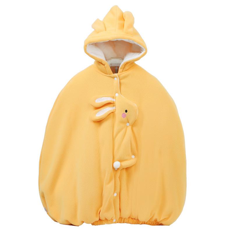 ベビー ポンチョ 秋冬 厚手 新生児 防風 ケープ 子供 おくるみ 綿 85cm イエロー ブルー ピンク