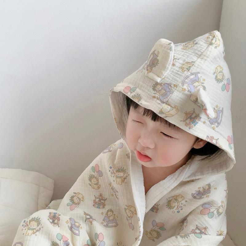 ベビー バスローブ ポンチョ 純綿 ガーゼ 湯上りタオル フード付き キッズ 柔らかい 綿100% 子供用 プ..