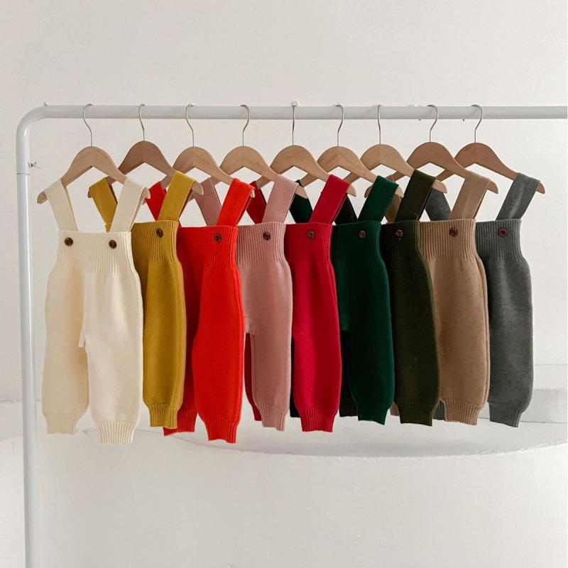 ベビー ニットパンツ 韓国風 男女兼用 サロペット 春秋 コットン 高腰 長ズボン 66cm 73cm 80cm 90cm 1..