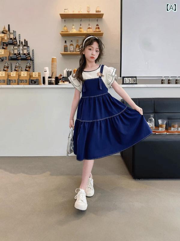 ワンピース 女の子 夏物 子供服 ノースリーブ Aライン プリンセス 黒白格子柄 120cm 130cm 140cm 150cm..