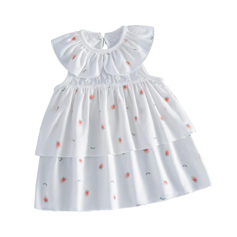 ワンピース キッズ 女の子 子供服 純綿 花柄レース Aラインスカート ノースリーブ チュニック 73CM 80cm 90cm 100cm かわいい 接触冷感 柔らかい