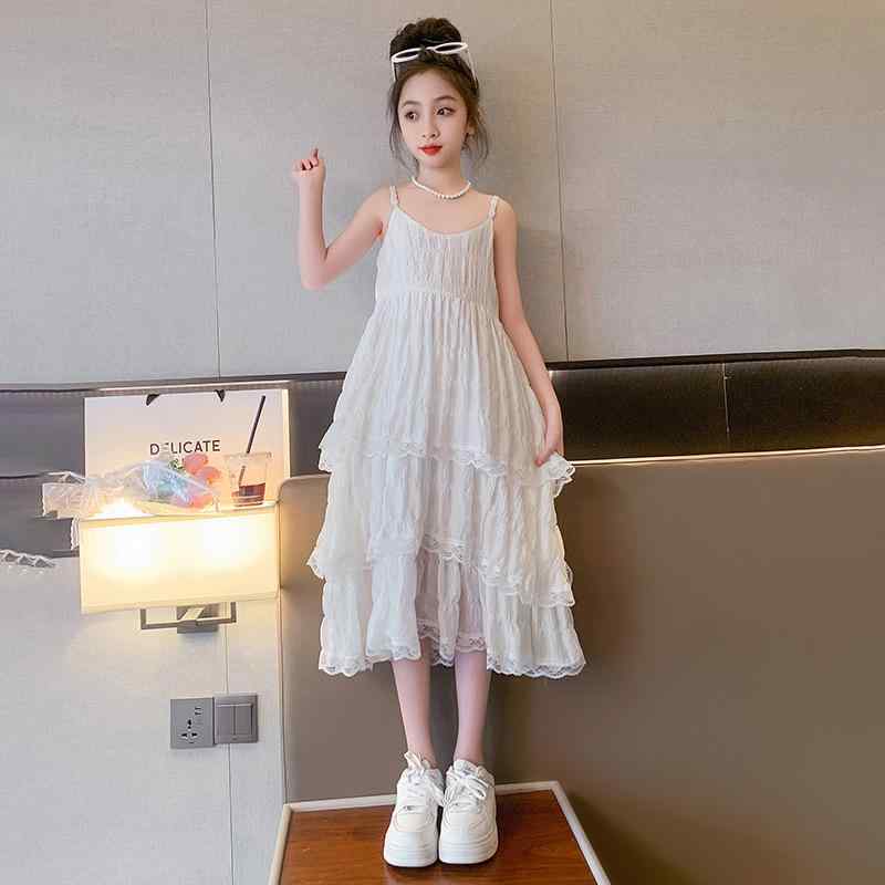 ワンピース 子供 女の子 吊りスカート 雪紡 シフォン プリンセス 中大童 ノースリーブ Aライン ロングスカート チュールスカート 120cm 130cm 140cm 150cm 160cm 170cm