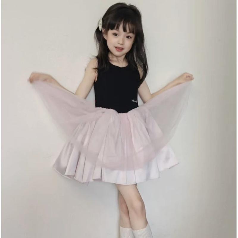 ワンピース キッズ 女の子 子供服 プリンセスドレス コットン ふんわりスカート Aラインスカート ノー..