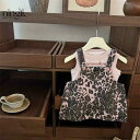 ワンピース キッズ 女の子 ヒョウ柄 ノースリーブ セットアップ 子供服 上下セット かわいい 薄手 綿 夏 80 90 100 110 120 130