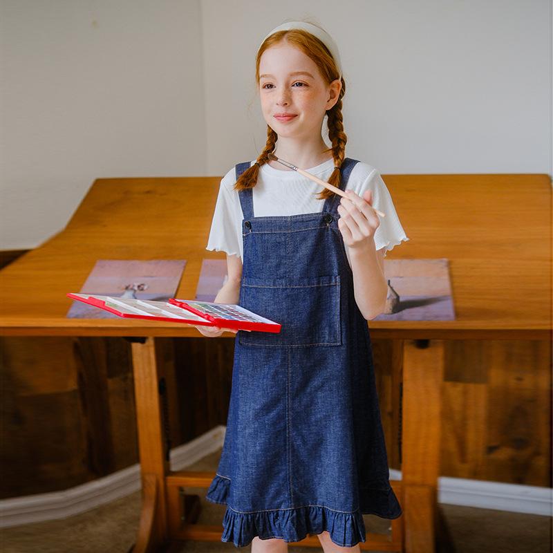 子供用スカートセット 春夏 女の子 半袖ニット トップス デニムスカート 2点セット かわいい ガールズ ..