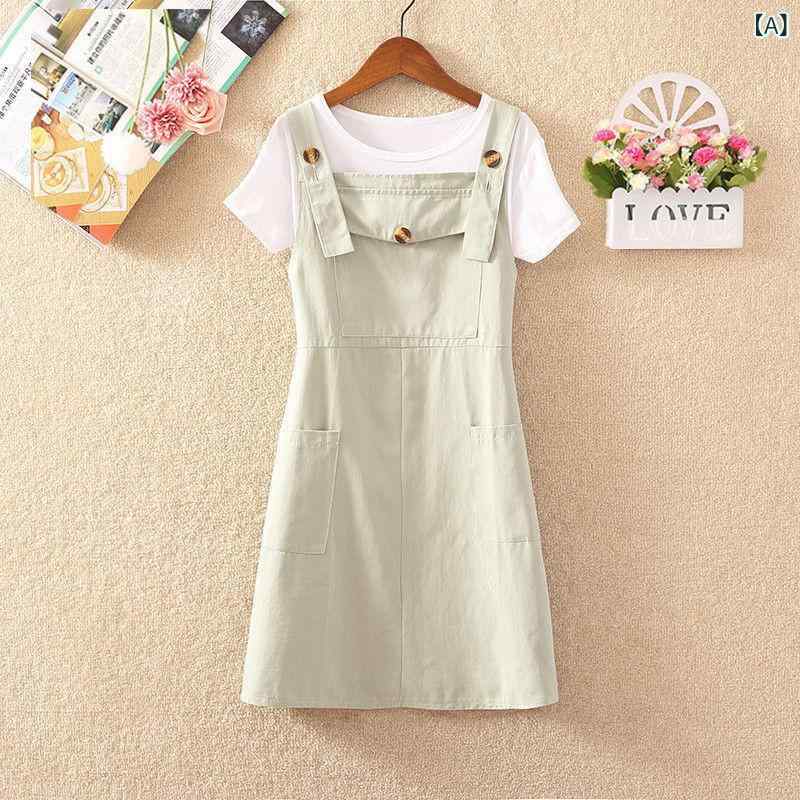 ワンピース レディース セットアップ 綿 背当て ショートトップス付き ミドル丈スカート 2点セット かわいい ガーリー カジュアル 普段使い 街頭風