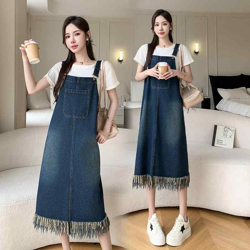 ワンピース レディース デニム ジャンパースカート ミドル丈 高見え ノースリーブ Aライン ゆったり かわいい 清楚 上品 普段使い 通勤 デート 春夏