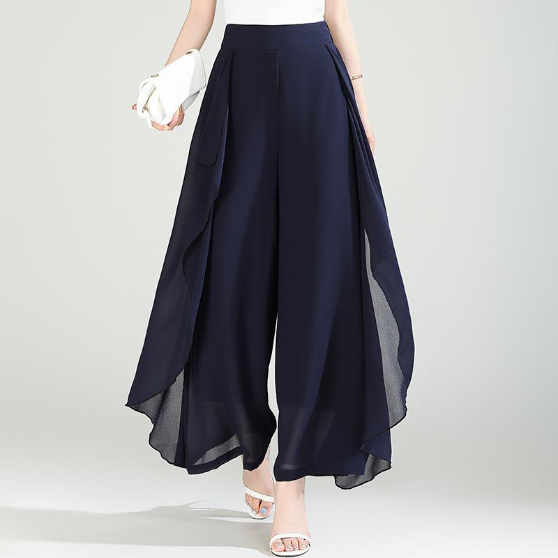 パンツ レディース 2025春夏 ワイドパンツ スカーチョ シフォン ゆったり ストレート 薄手 高見え 美脚..