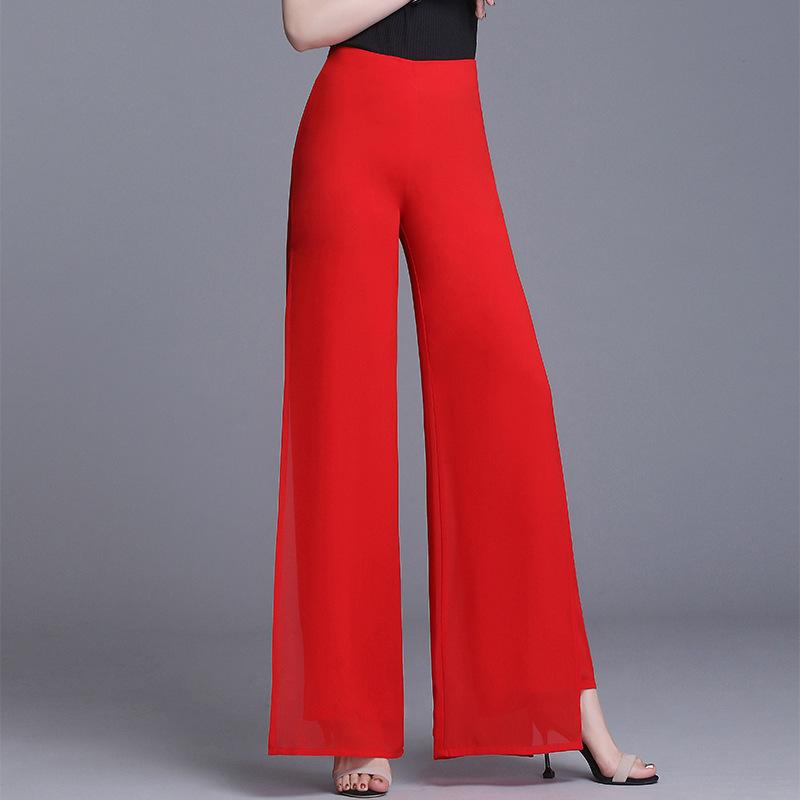 ワイドレッグパンツ レディース 大きいサイズ 高腰 スリット入り スカートパンツ ダンスパンツ ヨガパ..