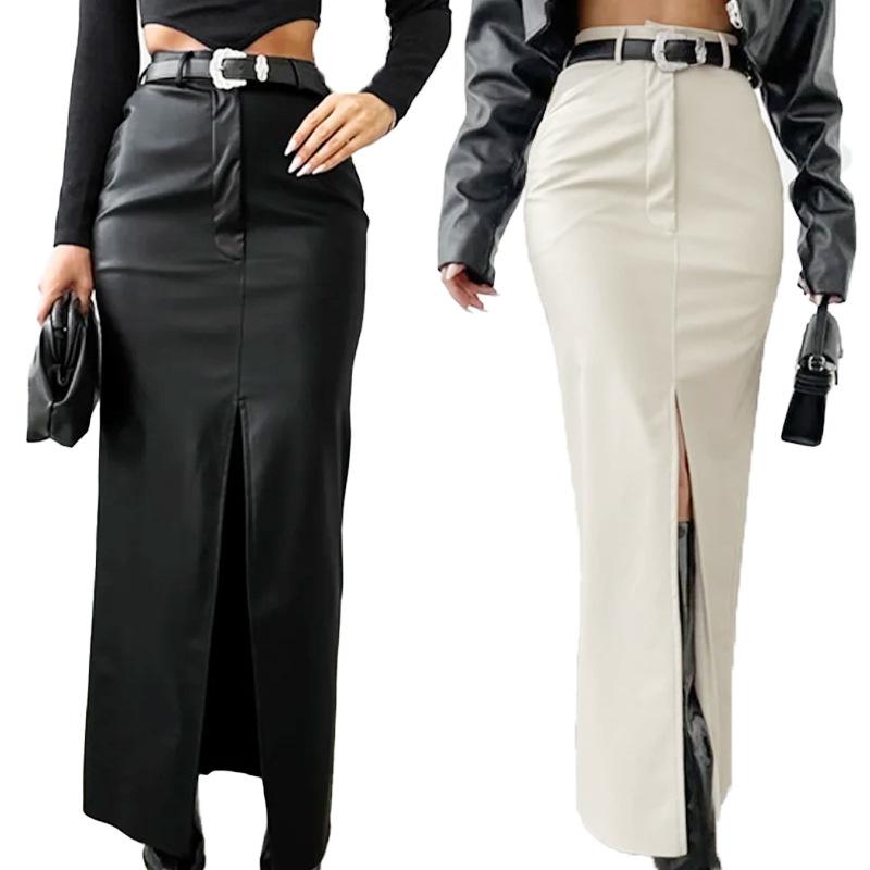 スカート レディース 高身長 タイトスカート ロングスカート ポリエステル 直筒スカート スリット 無地 ブラック ホワイト ブラウン S M L XLサイズ 秋冬 きれいめ エレガント 通勤