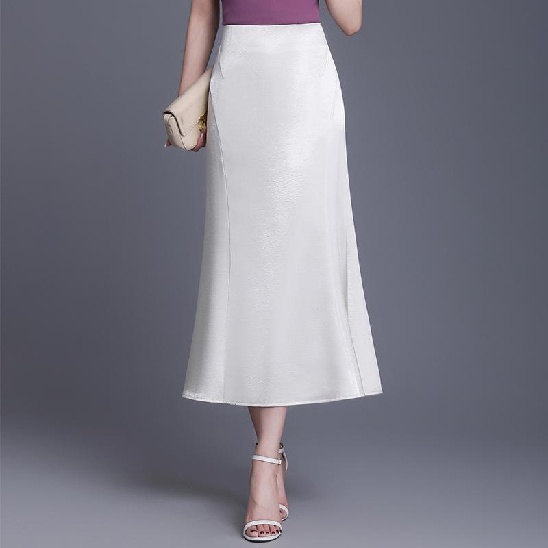 スカート レディース ファッション elegantes 高見え ミモレ丈 魚尾スカート マーメイドスカート 切り替えデザイン ポリエステル ブラック 黒 アイボリー きれいめ 通勤