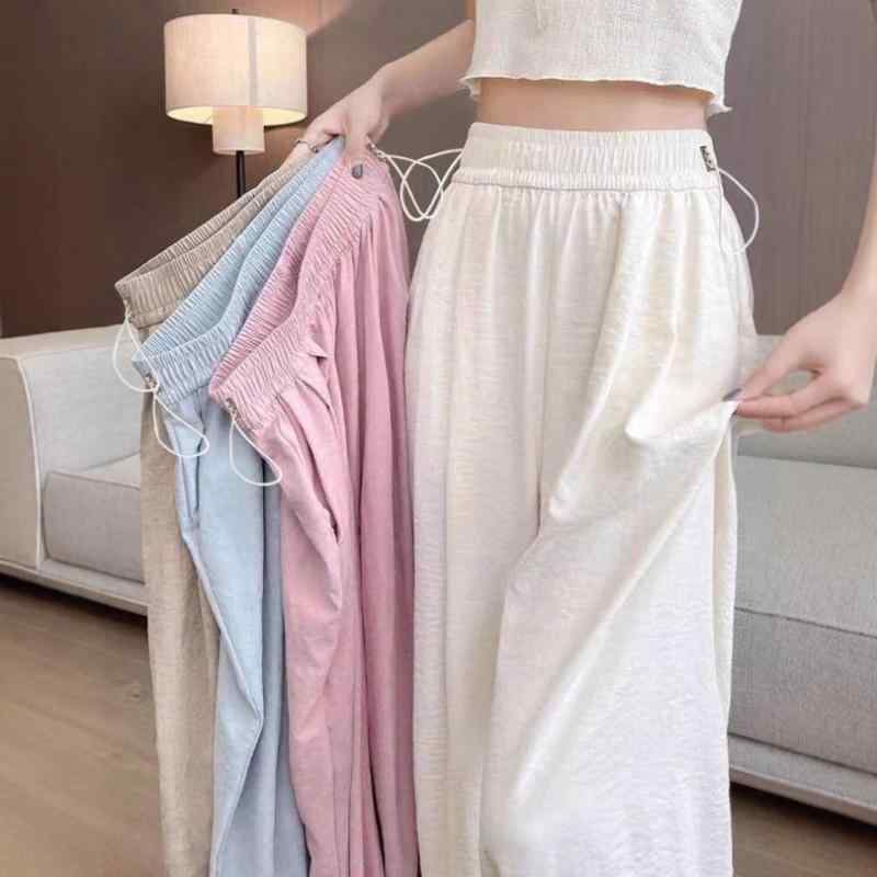 パンツ レディース 接触冷感 テーパードパンツ ワイドレッグパンツ ポリエステル イージーパンツ ゴム..