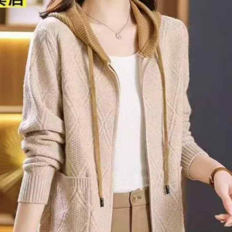 カーディガン レディース 秋冬 ニット ジップアップ パーカー 長袖 無地 カジュアル 普段使い デート ..