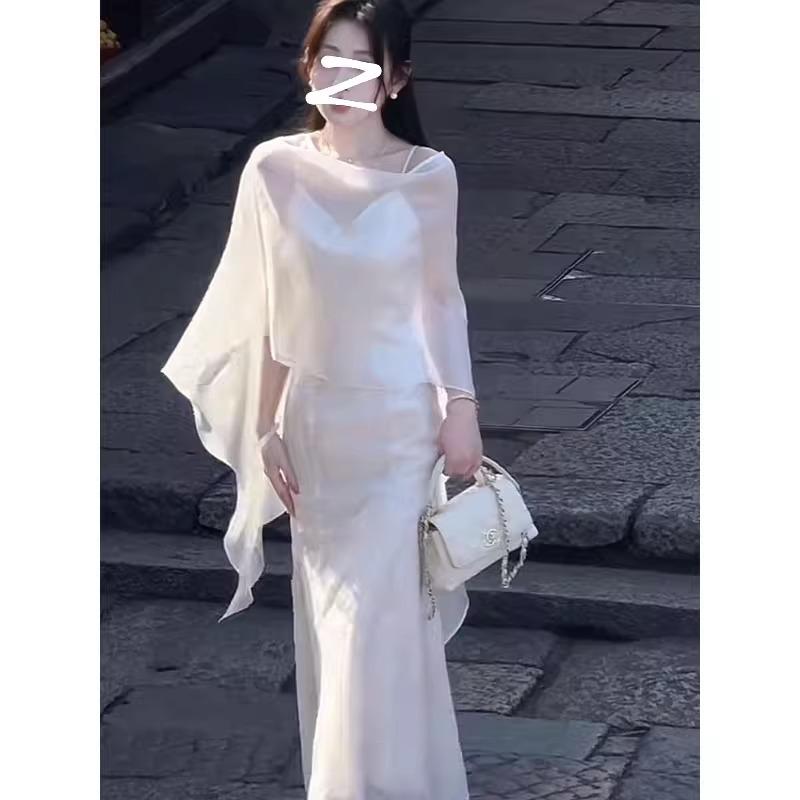 カーディガン レディース 薄手 接触冷感 冷房対策 羽織り トップス アウター ケープ風 ドルマンスリーブ 春夏 きれいめ エレガント オフィスカジュアル(4)