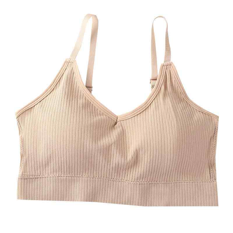 ブラトップ レディース チューブトップ 一体型パッド付き ノンワイヤー 無縫製 シームレス ナイロン スポブラ 運動用 ヨガウェア ダンス インナー 全6色