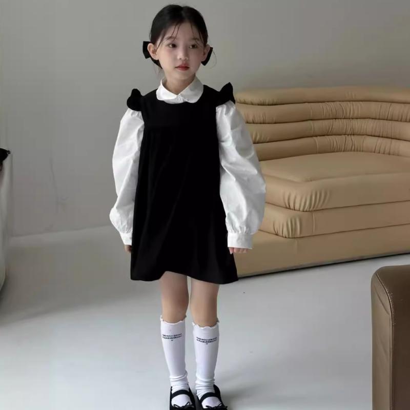 子供服 セットアップ 女の子 秋 ブラウス ジャンパースカート 2点セット 長袖 無地 薄手 かわいい ガー..
