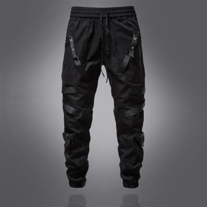 パンツ メンズ テーパードパンツ ドローストリング 裾絞り コットン カジュアルパンツ 黒 ブラック 無..