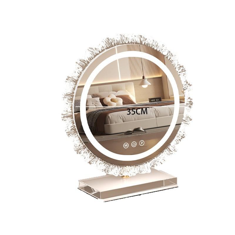 卓上ミラー レディース LEDライト付き 化粧鏡 アクリル製 変形 卓上 メイクアップミラー 鏡