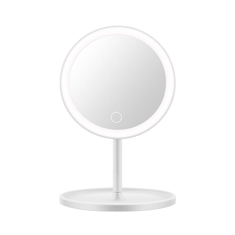 卓上ミラー LEDライト付き 化粧鏡 折りたたみ 携帯型 ライトアップ 補光 角度調整可能 収納可能 拡大鏡付き