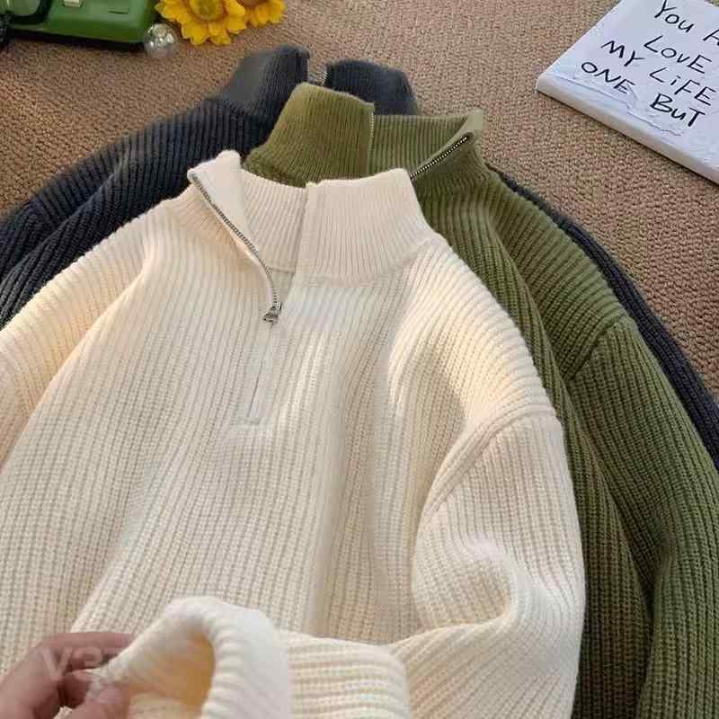 ニット メンズ ニットカーディガン ジップアップ 秋冬 厚手 リンクス リブ編み 無地 シンプル カジュアル 普段使い デート