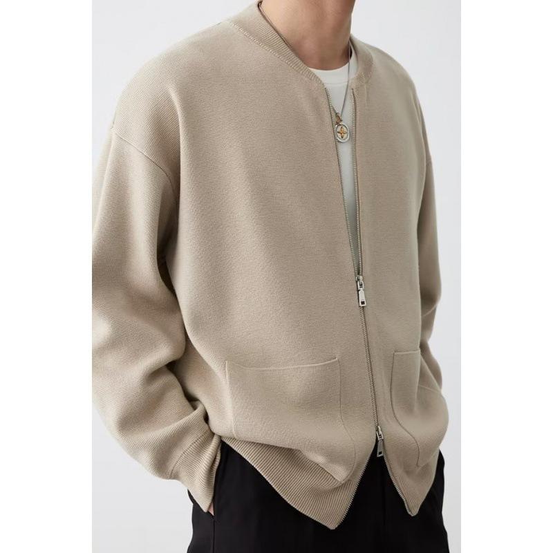 カーディガン メンズ ニットカーディガン ジップアップ ライトアウター ニットウェア 配色 春秋 カジュ..