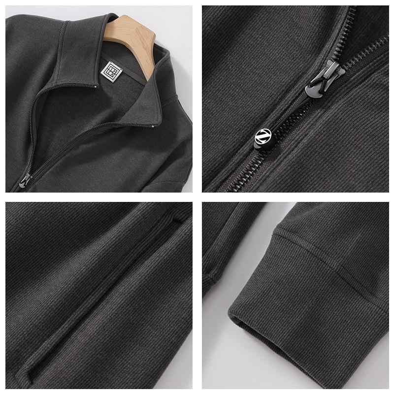 楽天トミーショップ 楽天市場店スウェット メンズ 美容スキンケア 立襟 暖かプルオーバー 秋冬 再生繊維 ジップアップ カーディガン トップス 部屋着 ルームウェア 普段使い ブラック 黒 グレー 灰色