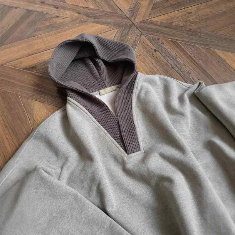 パーカー メンズ 毛糸 切り替え デザイン 秋冬 長袖 プルオーバー ゆったり リラックス 普段使い カジ..