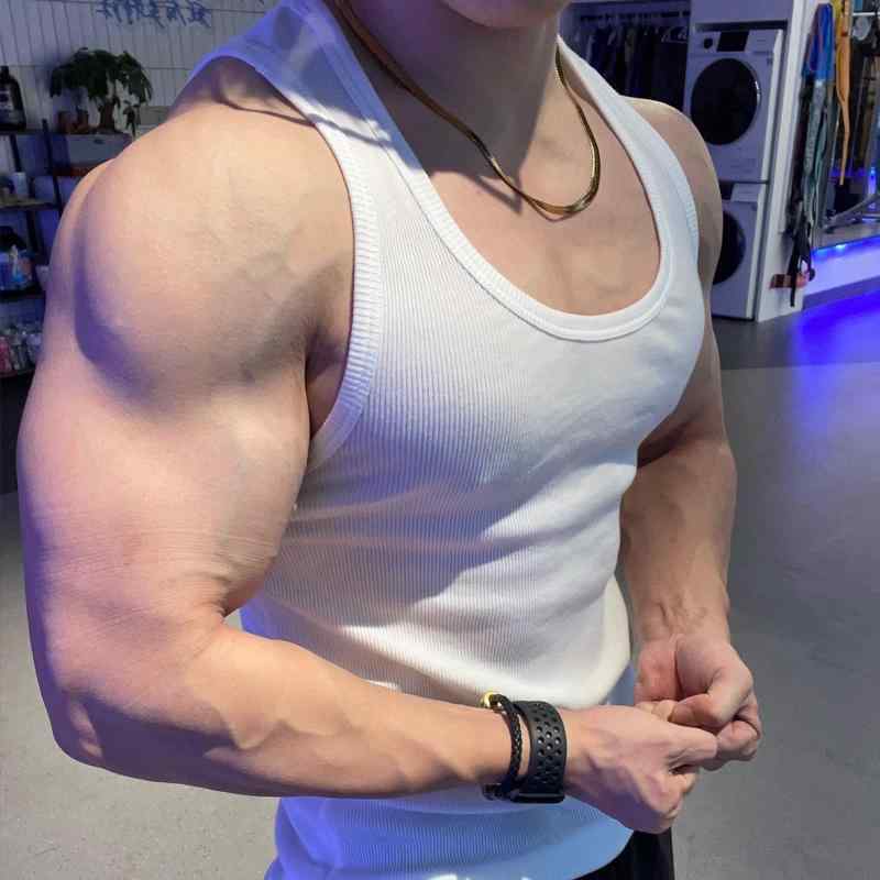 タンクトップ メンズ 男性用 ヘビーウェイト コットン リブ ストリート 無袖 トレーニング 伸縮性 吸汗性 筋トレ ブラック ホワイト ブラウン 大きいサイズ スポーツ