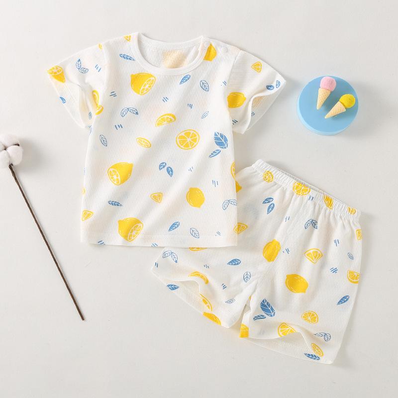 ベビー 半袖 Tシャツ パンツ 上下2点セット 薄手 パジャマ ルームウェア 綿100％ 66CM 73CM 80CM 90CM ..