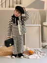 子供用ニットセットアップ ストライプ柄 セーター パンツ 2点セット 韓国子供服 長袖 コットン 春秋 ボーイズ ガールズ 普段着