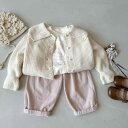 子供服 ニットカーディガン & 長ズボン 3点セットアップ 春秋 女の子 幼児 普段着 かわいい 綿95% ピンク系