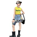 子供用セットアップ ノースリーブトップス デニムスカート 女の子 中高学年 接触冷感 夏 格子柄