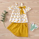 キッズ 女の子 セットアップ タンクトップ ショートパンツ 2点セット 小さなオレンジ柄 かわいい 伸縮性 通気性 吸湿性 普段着 部屋着 100cm 110c...