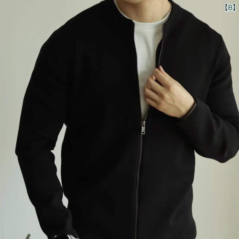 ニットカーディガン メンズ カーディガン 秋冬 ライトアウター Vネック フロントジップ 接触冷感 伸縮性 普段使い 通勤 部屋着 ブラウン ブラック グリーン