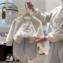 子供用セットアップ スウェット トレーナー スウェットパンツ 2点セット 春秋 幼児 女の子 グレー 綿95% 通園 普段着