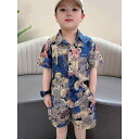 シャツ キッズ 男の子 半袖トップス ショートパンツ 上下2点セット 薄手 子供服 夏服 普段着 ブルー ベア 90cm 100cm 110cm 120cm 1...